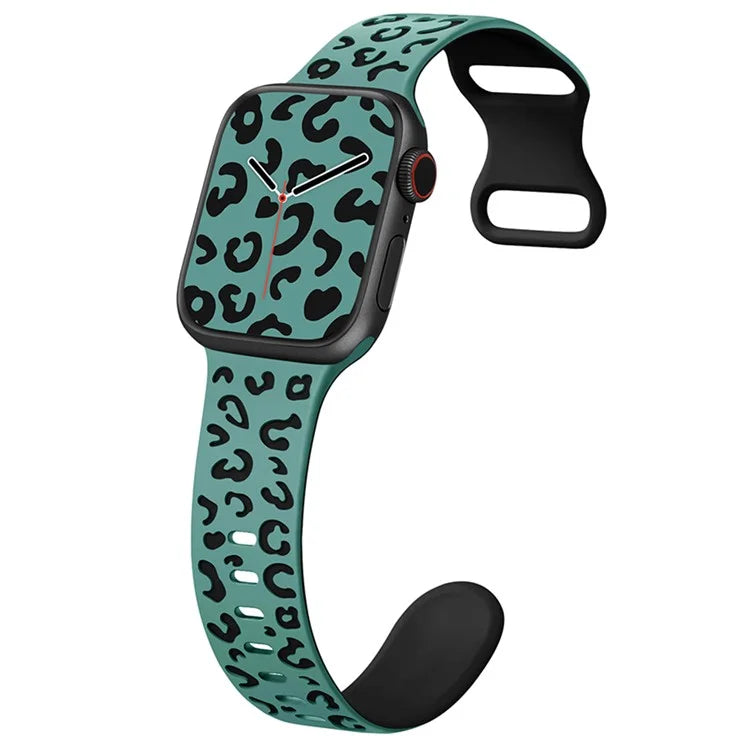 For Apple Watch Series 9 8 7 41mm  /  6 5 4 SE (2023) SE (2022) SE 40mm  /  3 2 1 38mm Leopard Silicone Strap