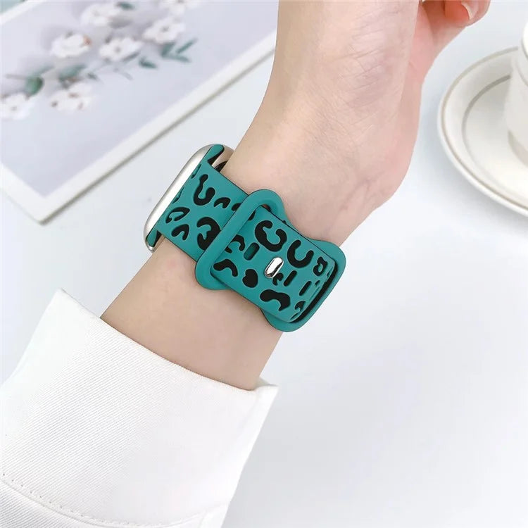 For Apple Watch Series 9 8 7 41mm  /  6 5 4 SE (2023) SE (2022) SE 40mm  /  3 2 1 38mm Leopard Silicone Strap