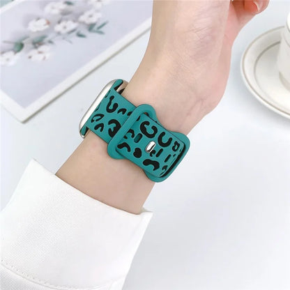 For Apple Watch Series 9 8 7 41mm  /  6 5 4 SE (2023) SE (2022) SE 40mm  /  3 2 1 38mm Leopard Silicone Strap