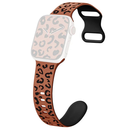 For Apple Watch Series 9 8 7 41mm  /  6 5 4 SE (2023) SE (2022) SE 40mm  /  3 2 1 38mm Leopard Silicone Strap
