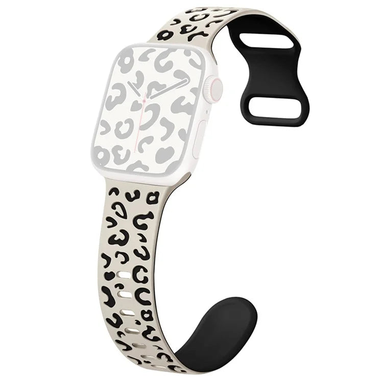 For Apple Watch Series 9 8 7 41mm  /  6 5 4 SE (2023) SE (2022) SE 40mm  /  3 2 1 38mm Leopard Silicone Strap