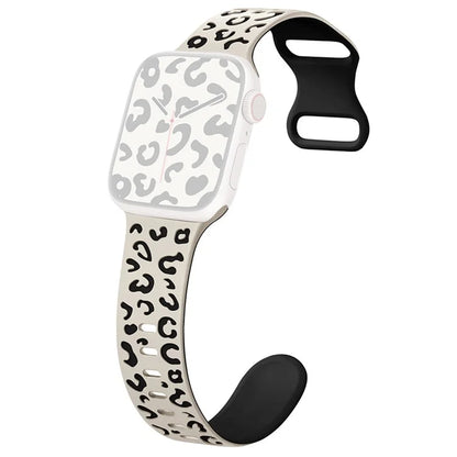 For Apple Watch Series 9 8 7 41mm  /  6 5 4 SE (2023) SE (2022) SE 40mm  /  3 2 1 38mm Leopard Silicone Strap