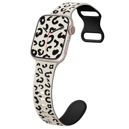 For Apple Watch Series 9 8 7 41mm  /  6 5 4 SE (2023) SE (2022) SE 40mm  /  3 2 1 38mm Leopard Silicone Strap