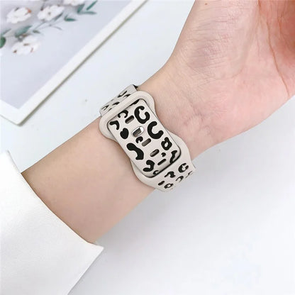 For Apple Watch Series 9 8 7 41mm  /  6 5 4 SE (2023) SE (2022) SE 40mm  /  3 2 1 38mm Leopard Silicone Strap