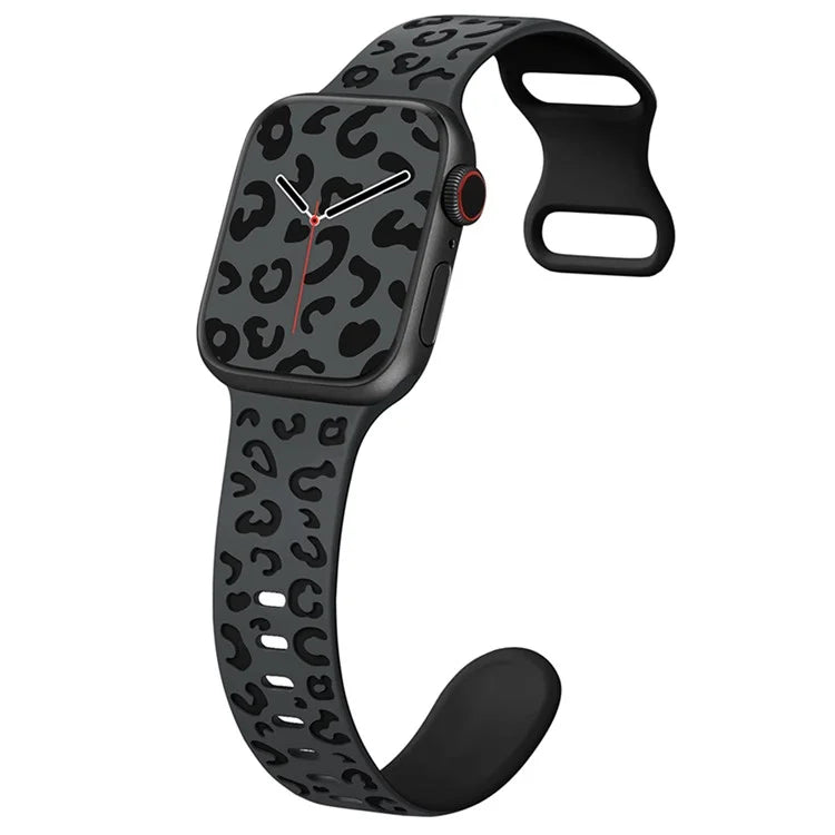 For Apple Watch Series 9 8 7 41mm  /  6 5 4 SE (2023) SE (2022) SE 40mm  /  3 2 1 38mm Leopard Silicone Strap