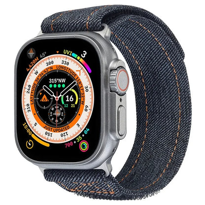 KALEBOL Denim Watch Strap for Apple Watch Ultra 2 Ultra 49mm / 9 8 7 45mm / 6 5 4 SE (2022) SE (2023) SE 44mm / 3 2 1 42mm Magic Tape Band