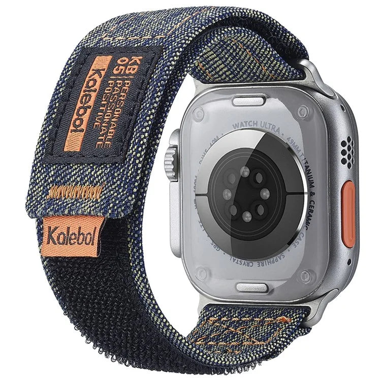 KALEBOL Denim Watch Strap for Apple Watch Ultra 2 Ultra 49mm / 9 8 7 45mm / 6 5 4 SE (2022) SE (2023) SE 44mm / 3 2 1 42mm Magic Tape Band
