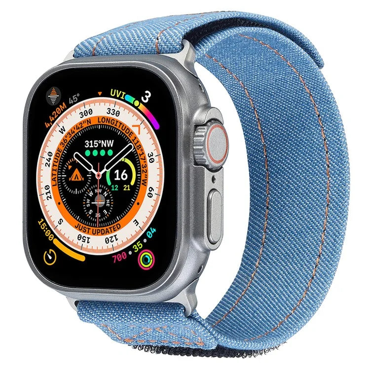 KALEBOL Denim Watch Strap for Apple Watch Ultra 2 Ultra 49mm / 9 8 7 45mm / 6 5 4 SE (2022) SE (2023) SE 44mm / 3 2 1 42mm Magic Tape Band
