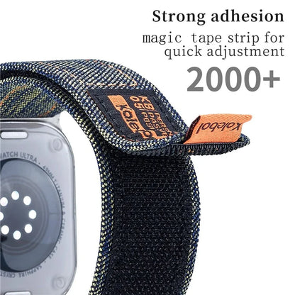 KALEBOL Denim Watch Strap for Apple Watch Ultra 2 Ultra 49mm / 9 8 7 45mm / 6 5 4 SE (2022) SE (2023) SE 44mm / 3 2 1 42mm Magic Tape Band