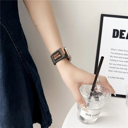 KALEBOL Denim Watch Strap for Apple Watch Ultra 2 Ultra 49mm / 9 8 7 45mm / 6 5 4 SE (2022) SE (2023) SE 44mm / 3 2 1 42mm Magic Tape Band