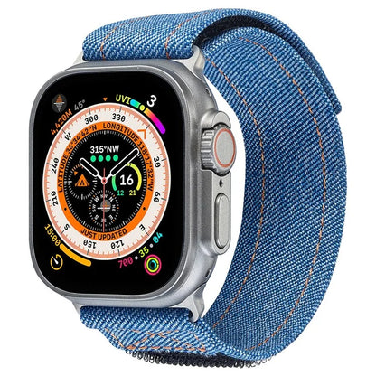 KALEBOL Denim Watch Strap for Apple Watch Ultra 2 Ultra 49mm / 9 8 7 45mm / 6 5 4 SE (2022) SE (2023) SE 44mm / 3 2 1 42mm Magic Tape Band