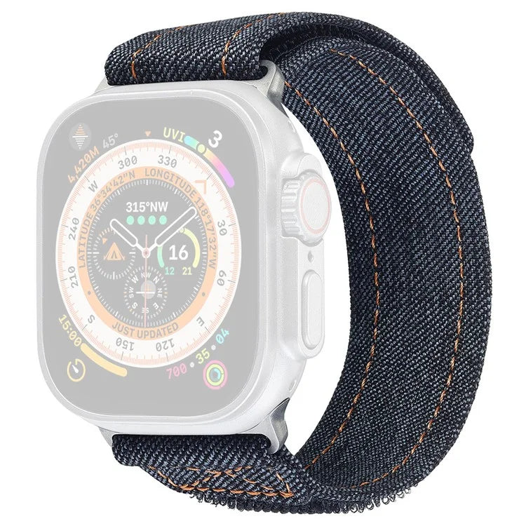 KALEBOL For Apple Watch Series 9 8 7 41mm / 6 5 4 SE (2023) SE (2022) SE 40mm / 3 2 1 38mm Denim Watch Strap Magic Tape Adjustable Band