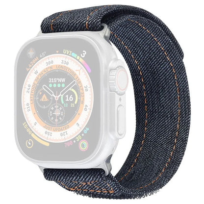 KALEBOL For Apple Watch Series 9 8 7 41mm / 6 5 4 SE (2023) SE (2022) SE 40mm / 3 2 1 38mm Denim Watch Strap Magic Tape Adjustable Band
