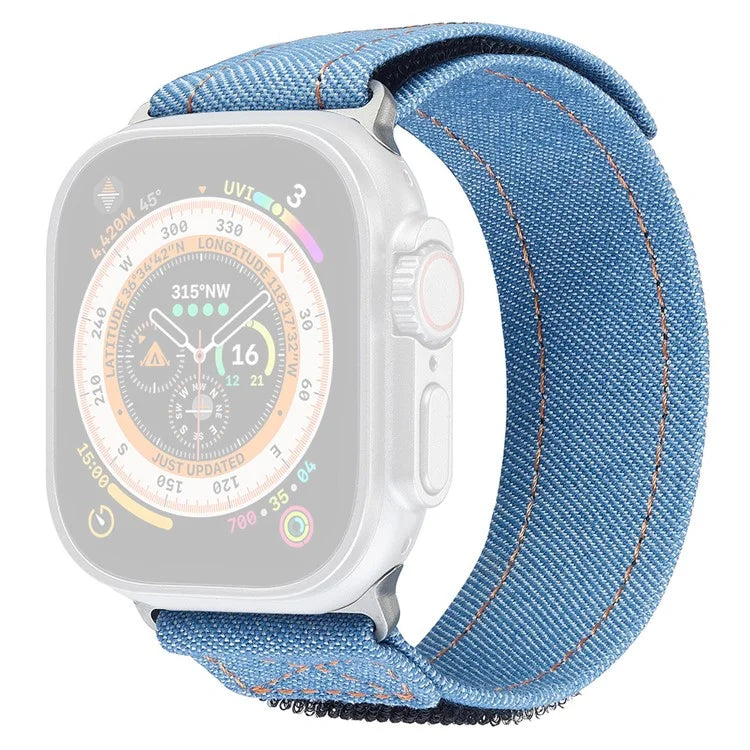 KALEBOL For Apple Watch Series 9 8 7 41mm / 6 5 4 SE (2023) SE (2022) SE 40mm / 3 2 1 38mm Denim Watch Strap Magic Tape Adjustable Band
