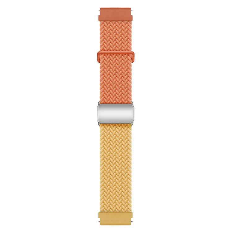 Universal 22mm Woven Watch Strap Silver Magnetic Buckle Replacement Wrist Band