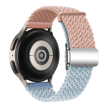 Universal 22mm Woven Watch Strap Silver Magnetic Buckle Replacement Wrist Band