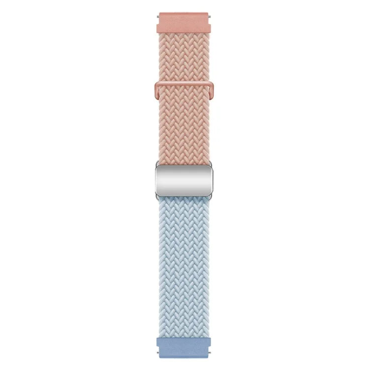 Universal 22mm Woven Watch Strap Silver Magnetic Buckle Replacement Wrist Band