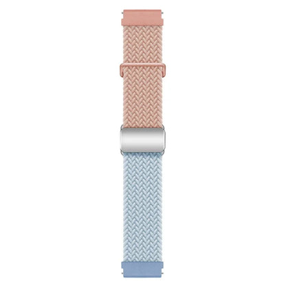 Universal 22mm Woven Watch Strap Silver Magnetic Buckle Replacement Wrist Band