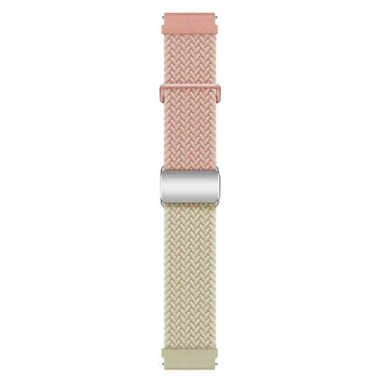 Universal 22mm Woven Watch Strap Silver Magnetic Buckle Replacement Wrist Band