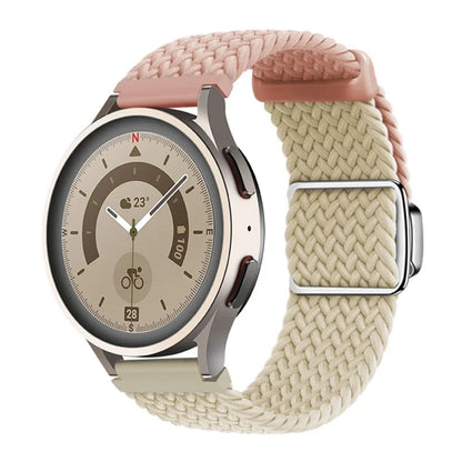 Universal 22mm Woven Watch Strap Silver Magnetic Buckle Replacement Wrist Band