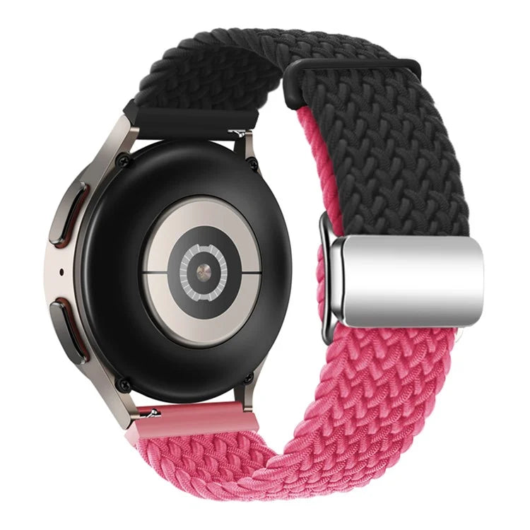 Universal 22mm Woven Watch Strap Silver Magnetic Buckle Replacement Wrist Band