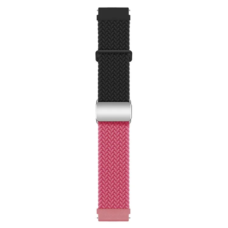 Universal 22mm Woven Watch Strap Silver Magnetic Buckle Replacement Wrist Band