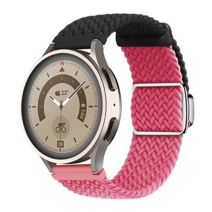 Universal 22mm Woven Watch Strap Silver Magnetic Buckle Replacement Wrist Band