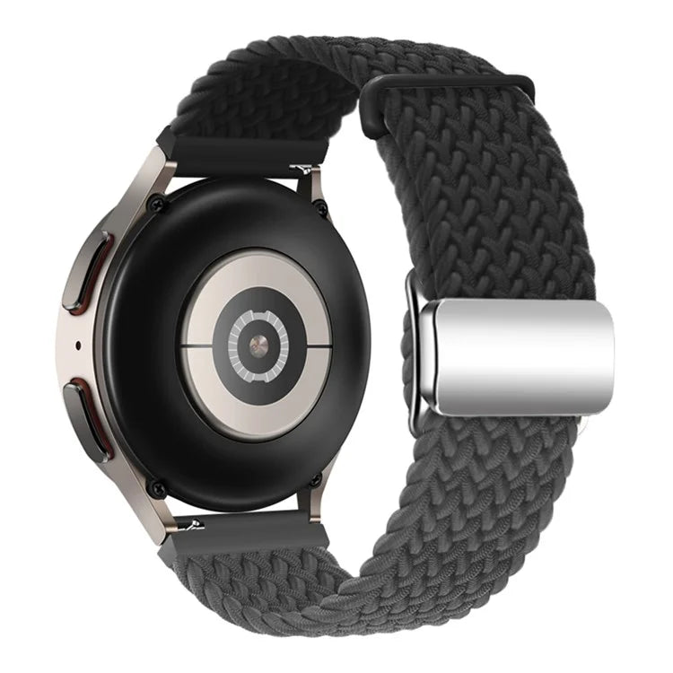 Universal 22mm Woven Watch Strap Silver Magnetic Buckle Replacement Wrist Band