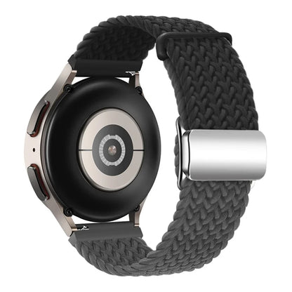 Universal 22mm Woven Watch Strap Silver Magnetic Buckle Replacement Wrist Band