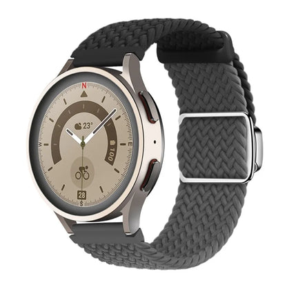 Universal 22mm Woven Watch Strap Silver Magnetic Buckle Replacement Wrist Band