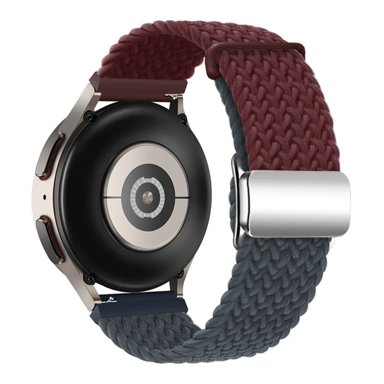 Universal 22mm Woven Watch Strap Silver Magnetic Buckle Replacement Wrist Band