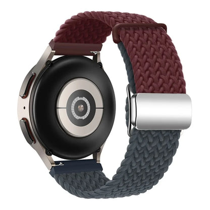 Universal 22mm Woven Watch Strap Silver Magnetic Buckle Replacement Wrist Band