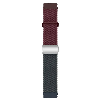Universal 22mm Woven Watch Strap Silver Magnetic Buckle Replacement Wrist Band