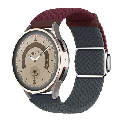 Universal 22mm Woven Watch Strap Silver Magnetic Buckle Replacement Wrist Band