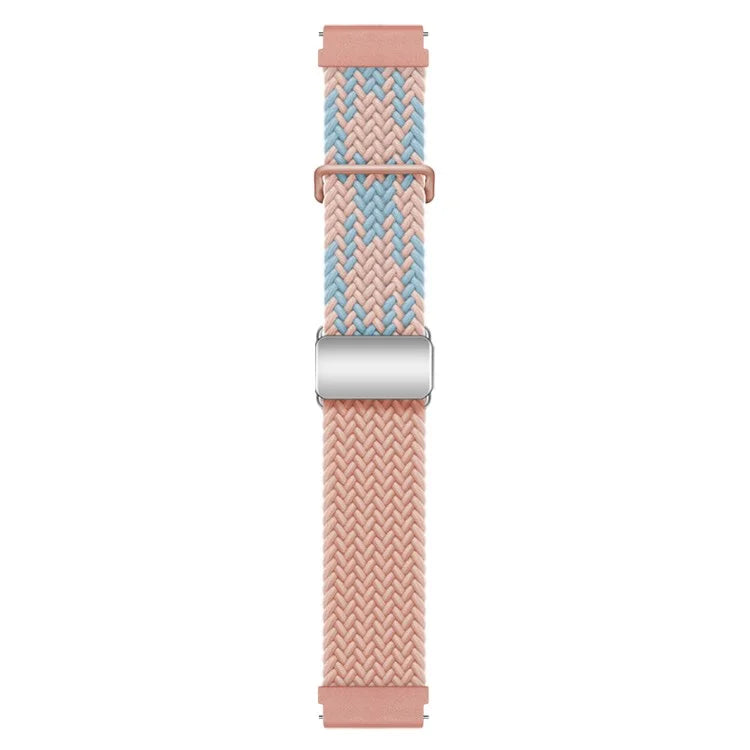 Universal 22mm Woven Watch Strap Silver Magnetic Buckle Replacement Wrist Band