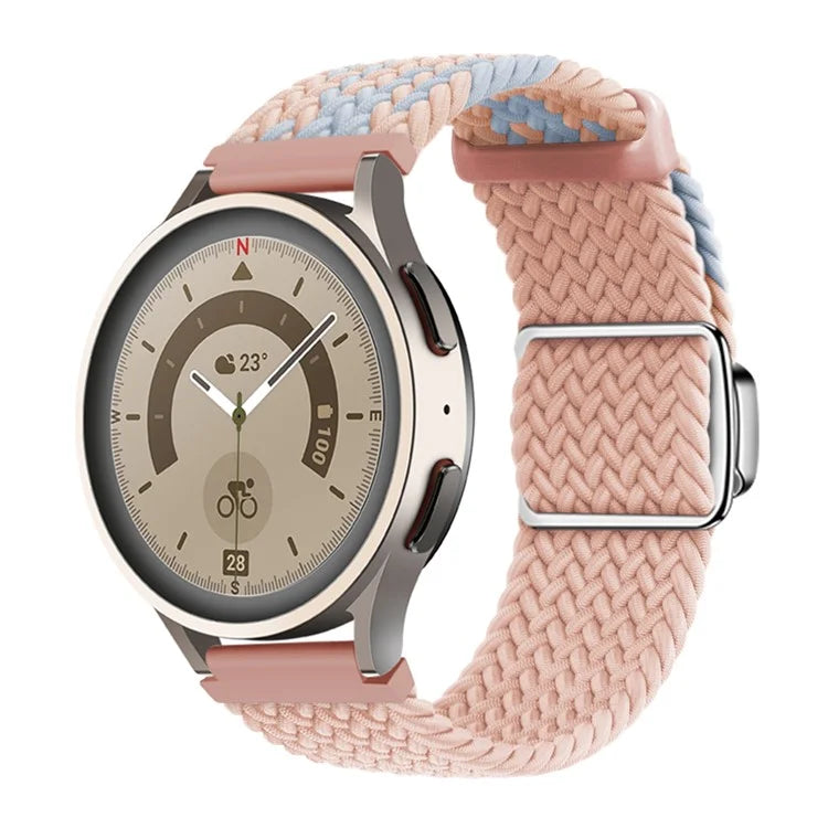 Universal 22mm Woven Watch Strap Silver Magnetic Buckle Replacement Wrist Band