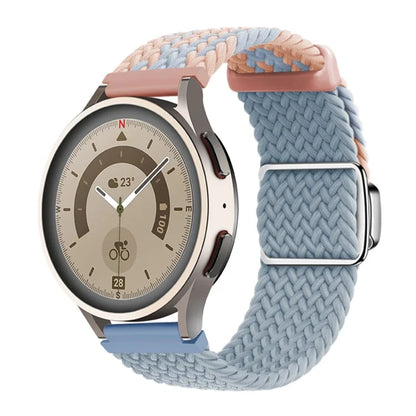 Universal 22mm Woven Watch Strap Silver Magnetic Buckle Replacement Wrist Band