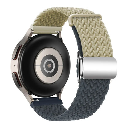 Universal 22mm Woven Watch Strap Silver Magnetic Buckle Replacement Wrist Band