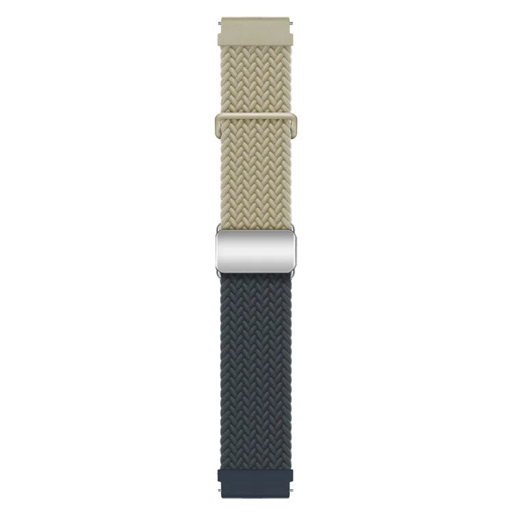 Universal 22mm Woven Watch Strap Silver Magnetic Buckle Replacement Wrist Band