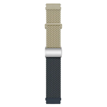 Universal 22mm Woven Watch Strap Silver Magnetic Buckle Replacement Wrist Band