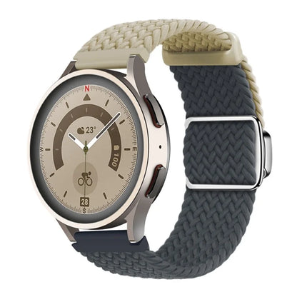 Universal 22mm Woven Watch Strap Silver Magnetic Buckle Replacement Wrist Band