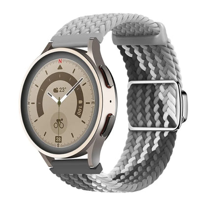 Universal 22mm Woven Watch Strap Silver Magnetic Buckle Replacement Wrist Band