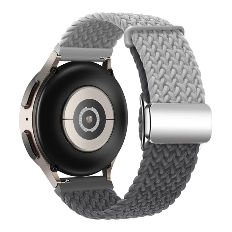 Universal 22mm Woven Watch Strap Silver Magnetic Buckle Replacement Wrist Band