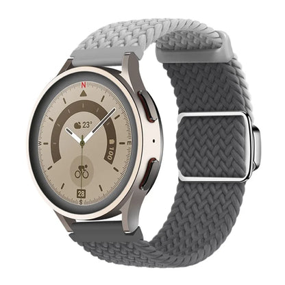 Universal 22mm Woven Watch Strap Silver Magnetic Buckle Replacement Wrist Band