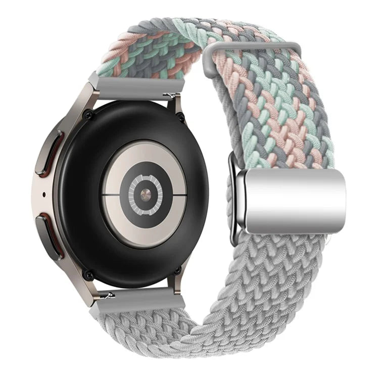 Universal 22mm Woven Watch Strap Silver Magnetic Buckle Replacement Wrist Band