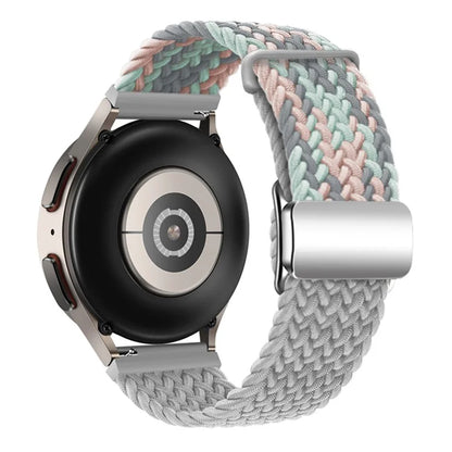 Universal 22mm Woven Watch Strap Silver Magnetic Buckle Replacement Wrist Band