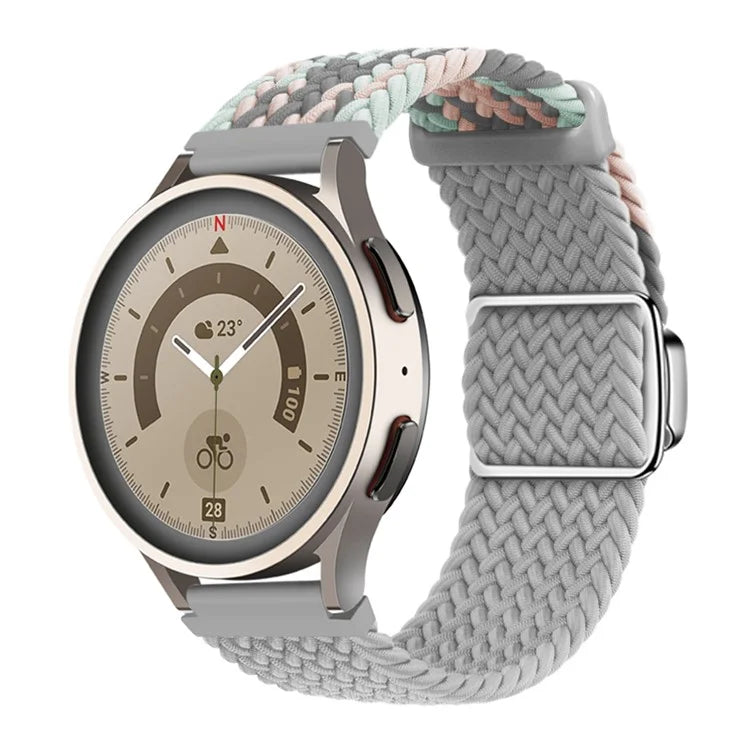 Universal 22mm Woven Watch Strap Silver Magnetic Buckle Replacement Wrist Band
