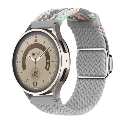 Universal 22mm Woven Watch Strap Silver Magnetic Buckle Replacement Wrist Band
