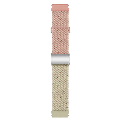 Universal 22mm Woven Watch Strap Silver Magnetic Buckle Replacement Wrist Band