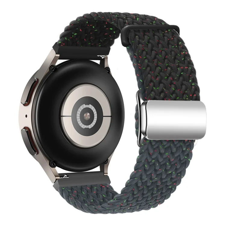 Universal 22mm Woven Watch Strap Silver Magnetic Buckle Replacement Wrist Band